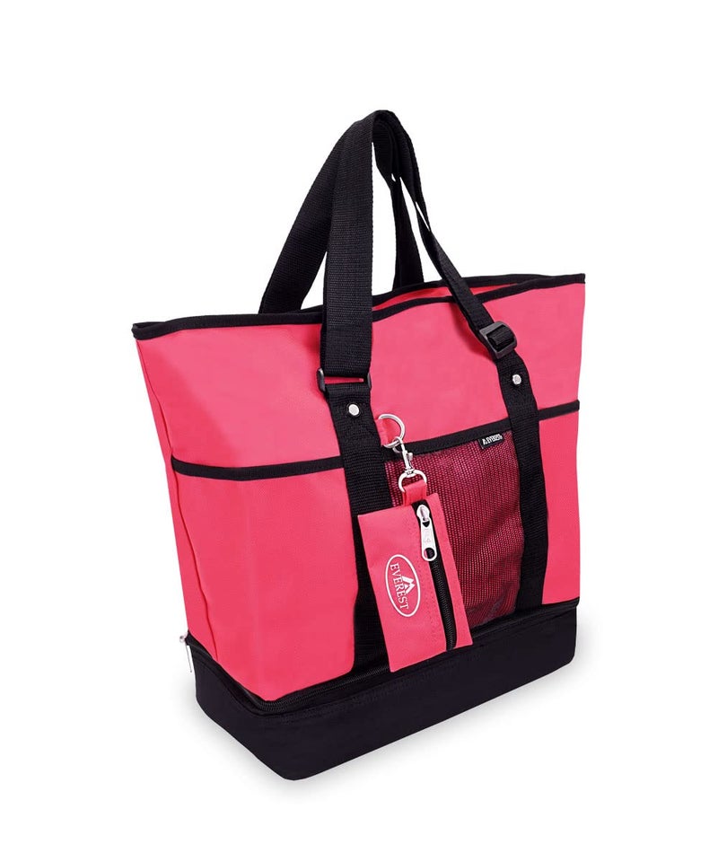 Everest Luggage Deluxe Shopping Tote, Hot Pink/Black, Hot Pink/Black, One Size